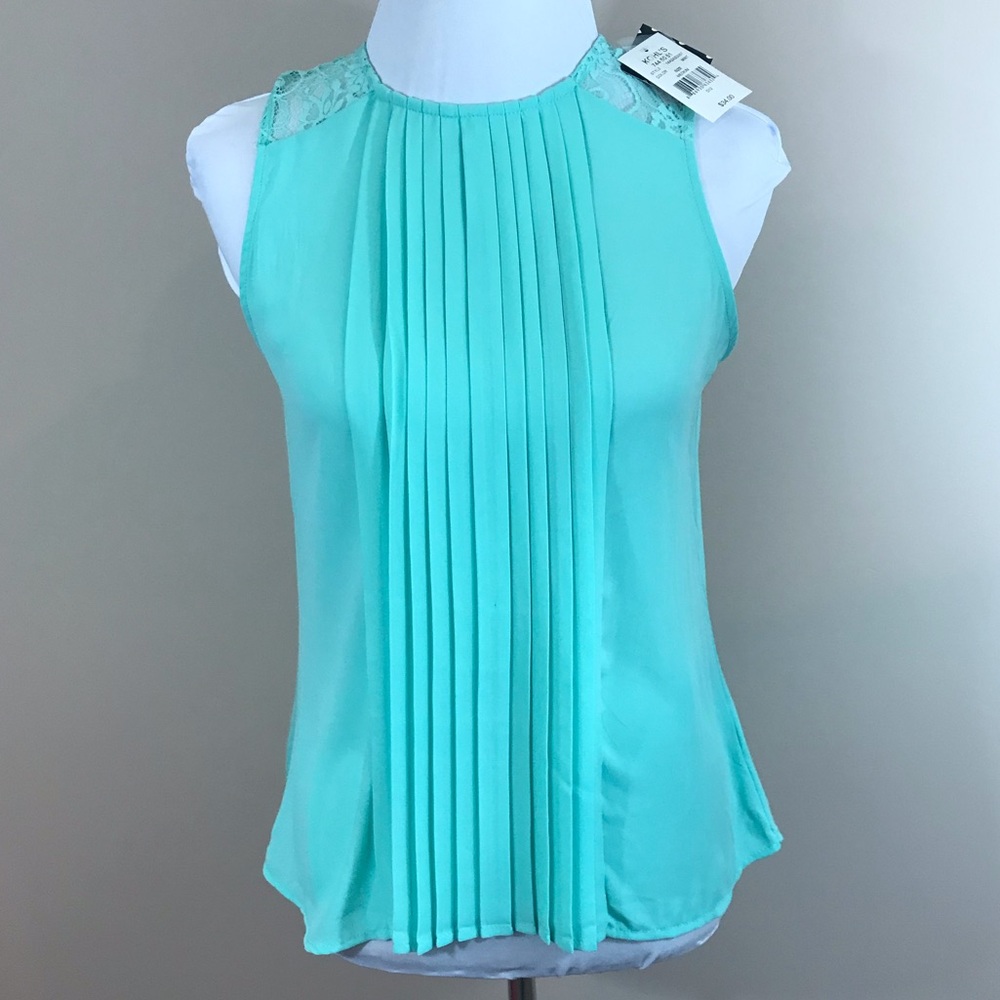 HeartSoul Pleated Mint Blouse with Lace - M